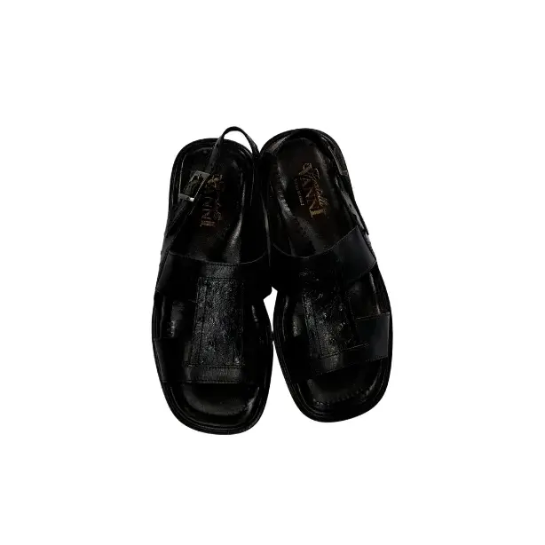 Vanni (Italy) Black Leather Sandal